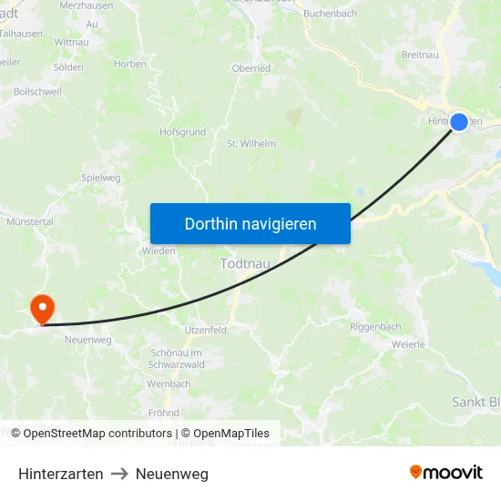Hinterzarten to Neuenweg map