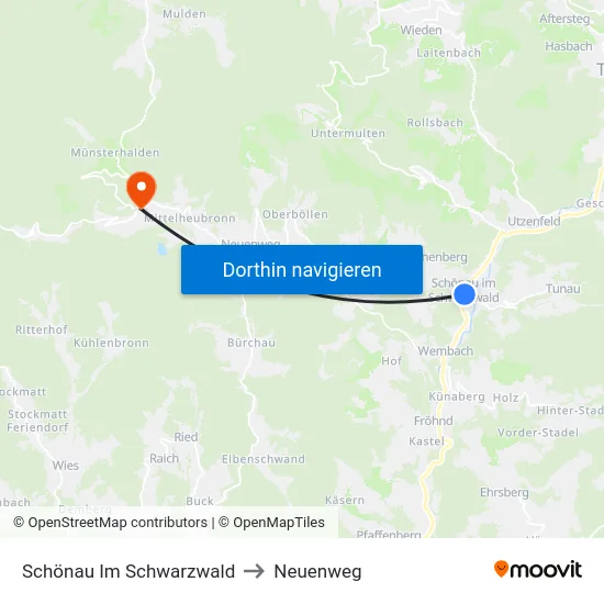 Schönau Im Schwarzwald to Neuenweg map