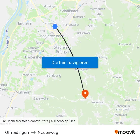 Offnadingen to Neuenweg map