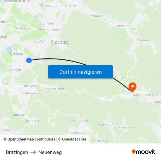 Britzingen to Neuenweg map