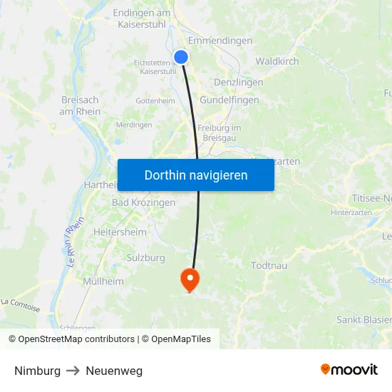 Nimburg to Neuenweg map