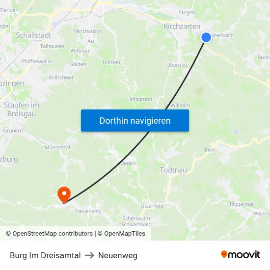Burg Im Dreisamtal to Neuenweg map