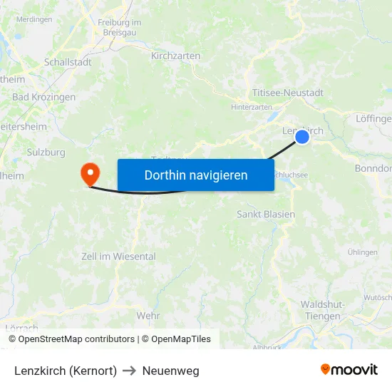 Lenzkirch (Kernort) to Neuenweg map