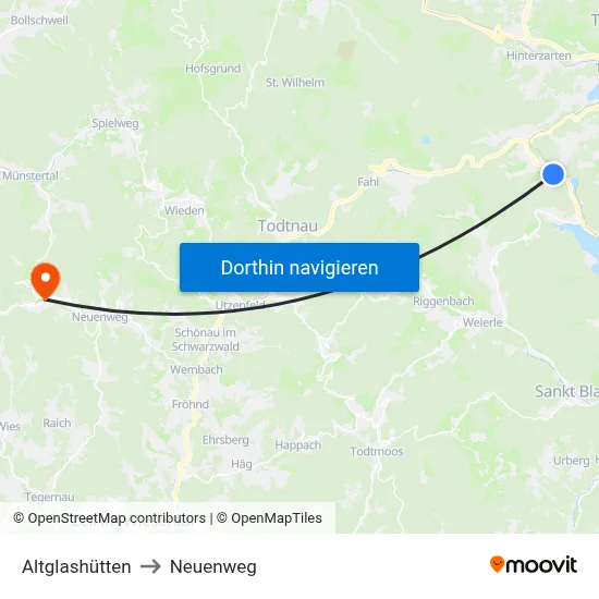 Altglashütten to Neuenweg map
