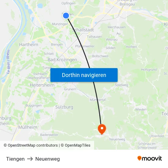Tiengen to Neuenweg map