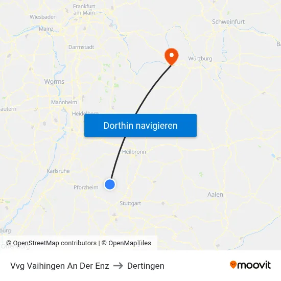 Vvg Vaihingen An Der Enz to Dertingen map