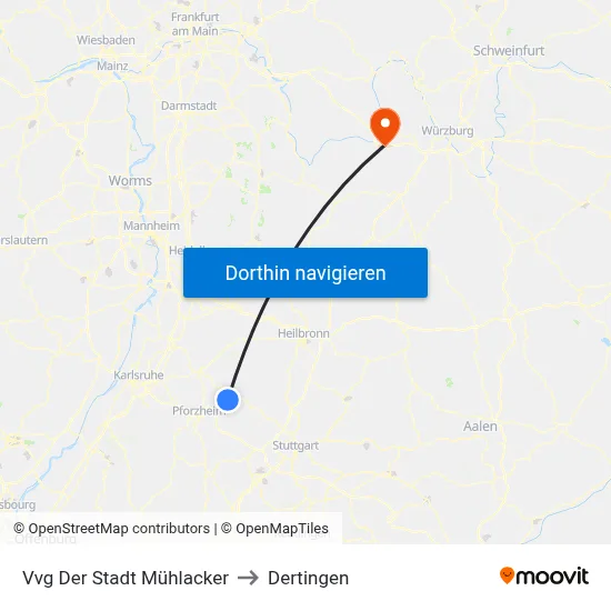 Vvg Der Stadt Mühlacker to Dertingen map