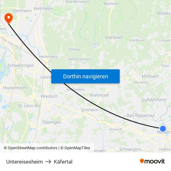 Untereisesheim to Käfertal map