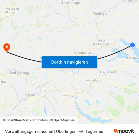 Verwaltungsgemeinschaft Überlingen to Tegernau map