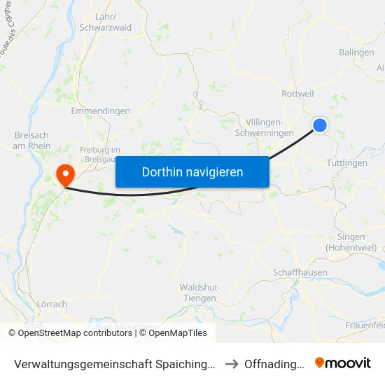 Verwaltungsgemeinschaft Spaichingen to Offnadingen map