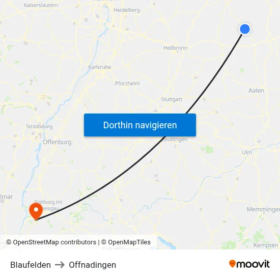Blaufelden to Offnadingen map