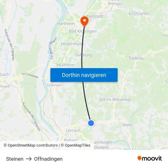 Steinen to Offnadingen map