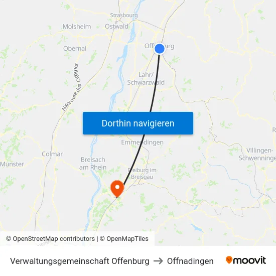 Verwaltungsgemeinschaft Offenburg to Offnadingen map