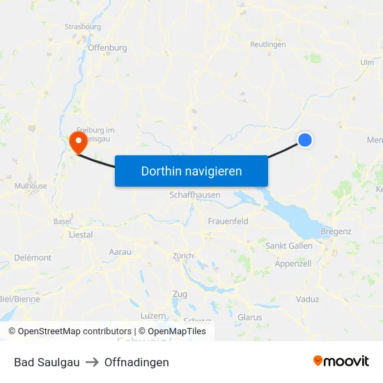 Bad Saulgau to Offnadingen map