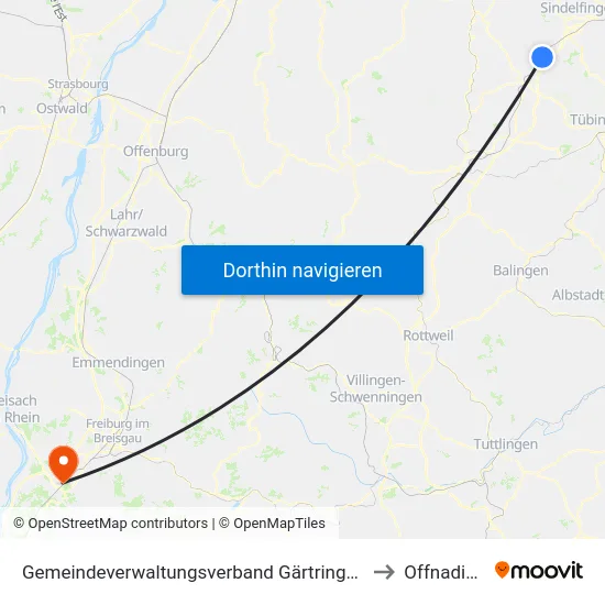 Gemeindeverwaltungsverband Gärtringen/Ehningen to Offnadingen map