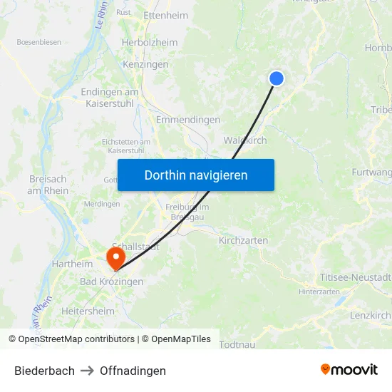 Biederbach to Offnadingen map