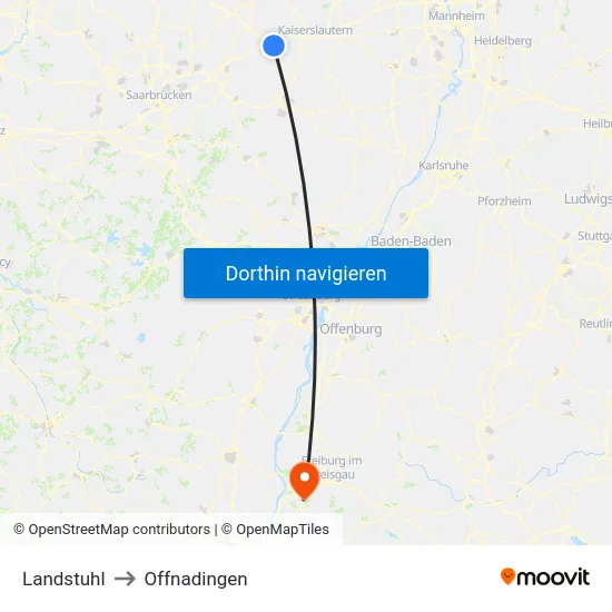 Landstuhl to Offnadingen map