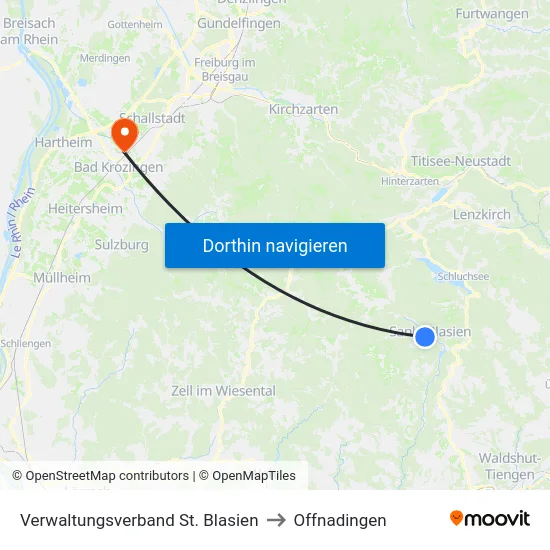 Verwaltungsverband St. Blasien to Offnadingen map
