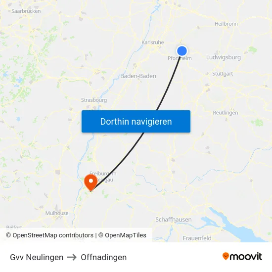 Gvv Neulingen to Offnadingen map