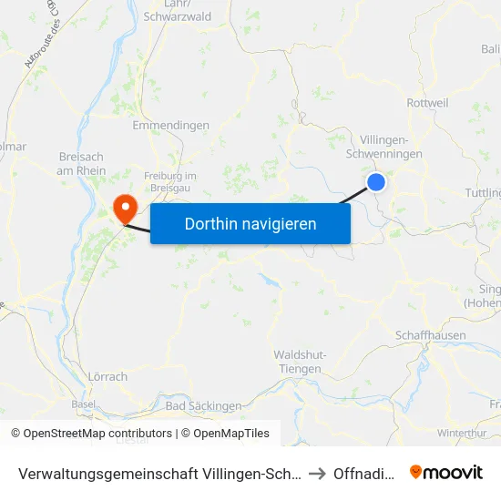 Verwaltungsgemeinschaft Villingen-Schwenningen to Offnadingen map