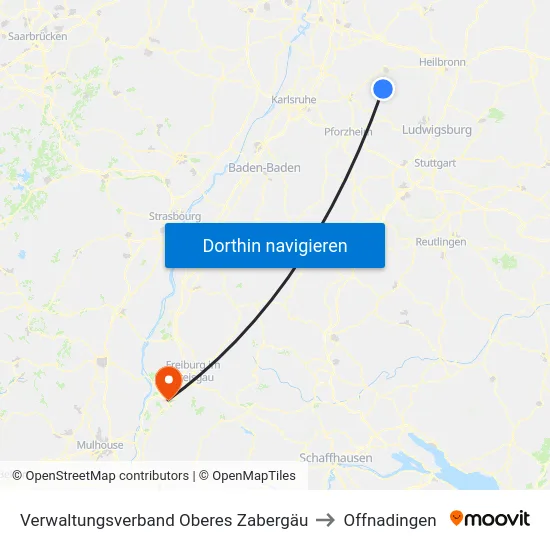 Verwaltungsverband Oberes Zabergäu to Offnadingen map