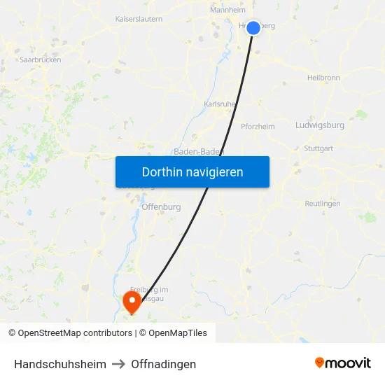 Handschuhsheim to Offnadingen map