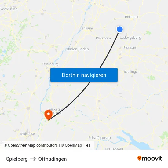 Spielberg to Offnadingen map