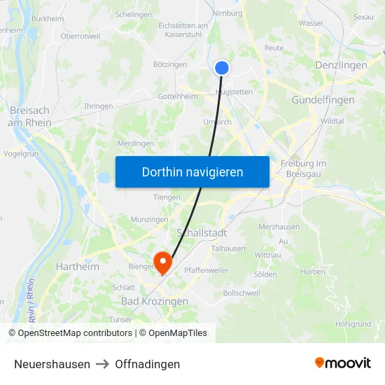 Neuershausen to Offnadingen map