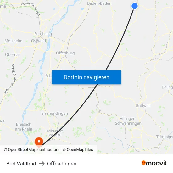Bad Wildbad to Offnadingen map