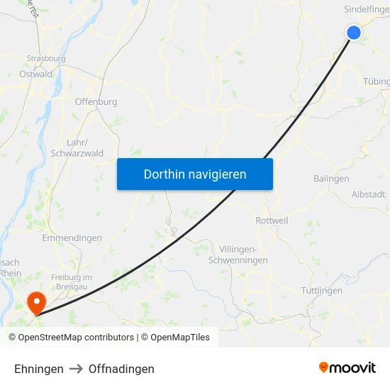 Ehningen to Offnadingen map