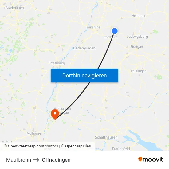Maulbronn to Offnadingen map