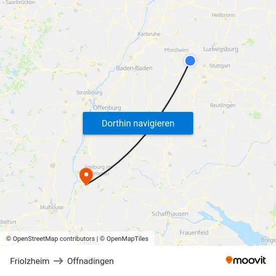Friolzheim to Offnadingen map