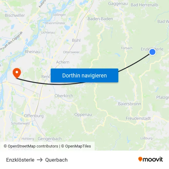 Enzklösterle to Querbach map
