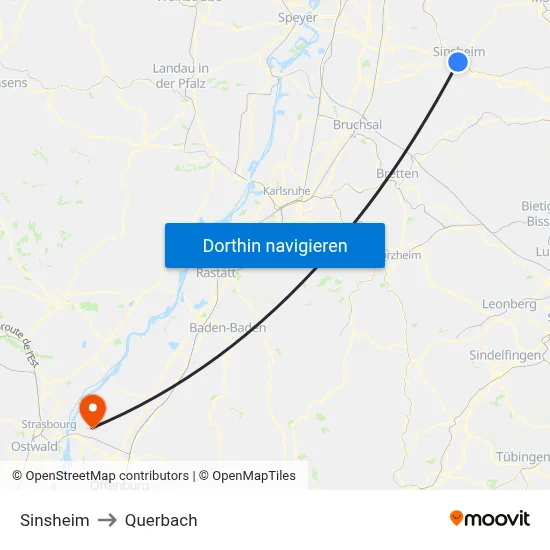 Sinsheim to Querbach map