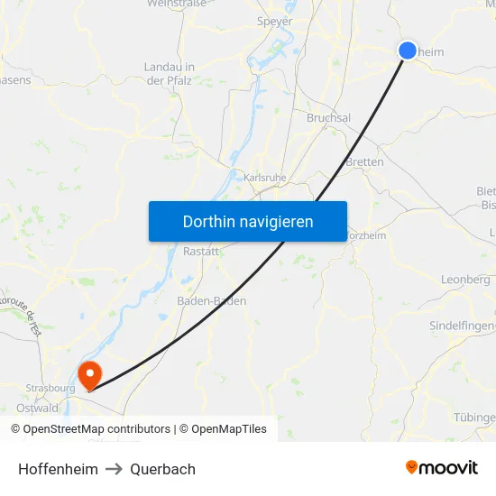 Hoffenheim to Querbach map