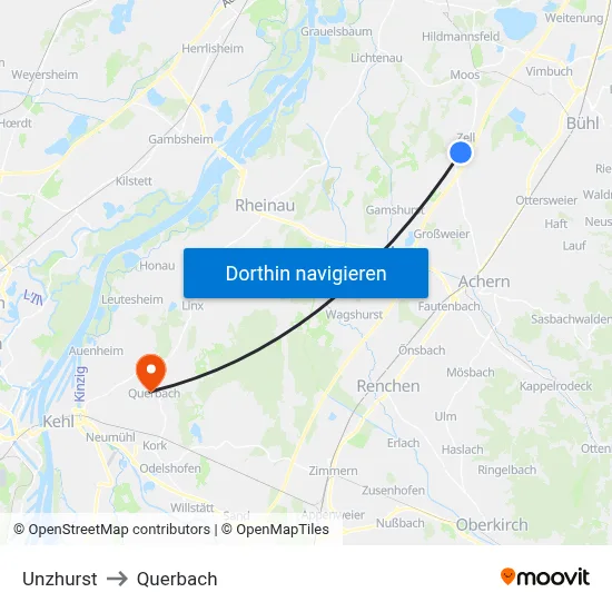 Unzhurst to Querbach map