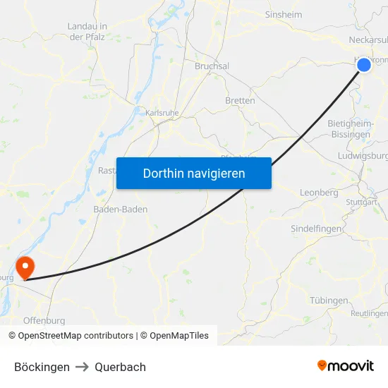 Böckingen to Querbach map