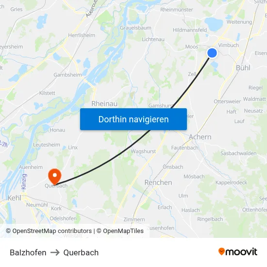Balzhofen to Querbach map