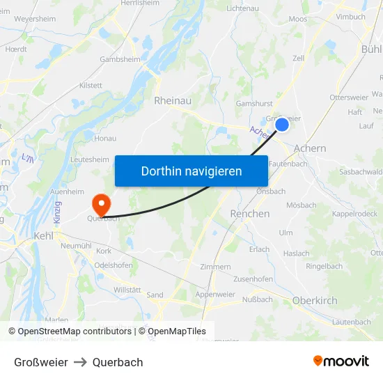 Großweier to Querbach map