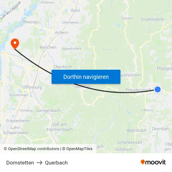 Dornstetten to Querbach map