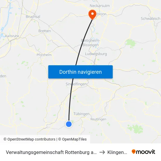 Verwaltungsgemeinschaft Rottenburg am Neckar to Klingenberg map