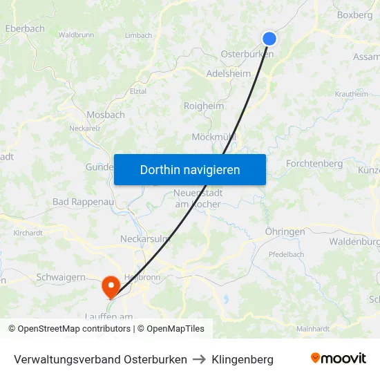 Verwaltungsverband Osterburken to Klingenberg map