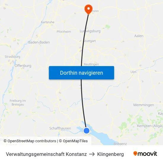 Verwaltungsgemeinschaft Konstanz to Klingenberg map