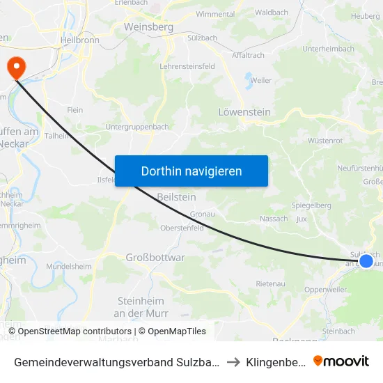Gemeindeverwaltungsverband Sulzbach to Klingenberg map