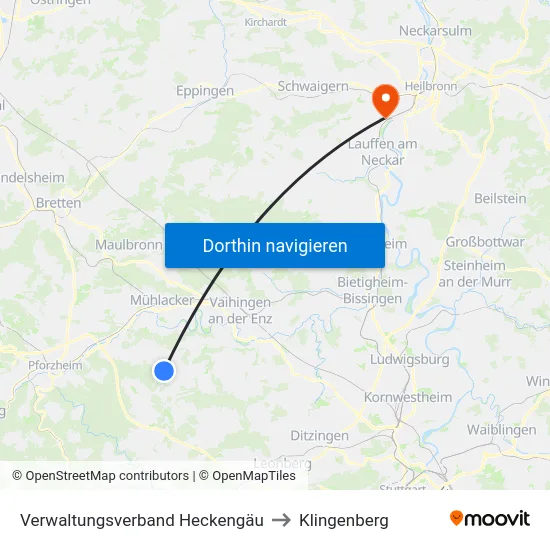 Verwaltungsverband Heckengäu to Klingenberg map