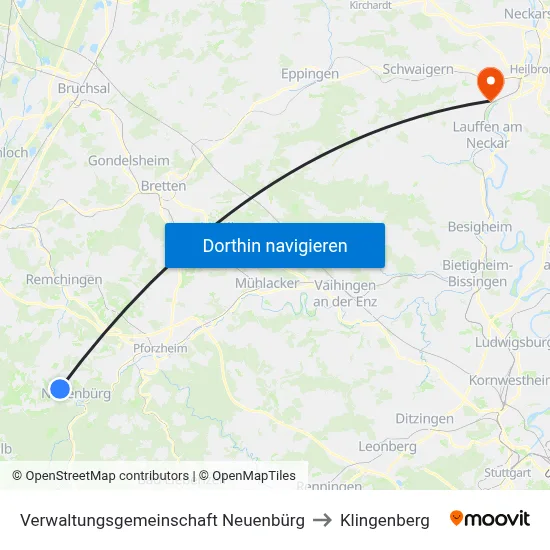 Verwaltungsgemeinschaft Neuenbürg to Klingenberg map