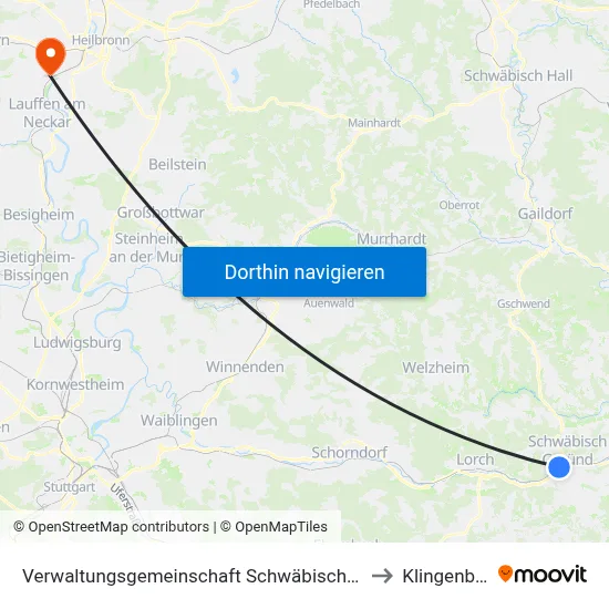 Verwaltungsgemeinschaft Schwäbisch Gmünd to Klingenberg map