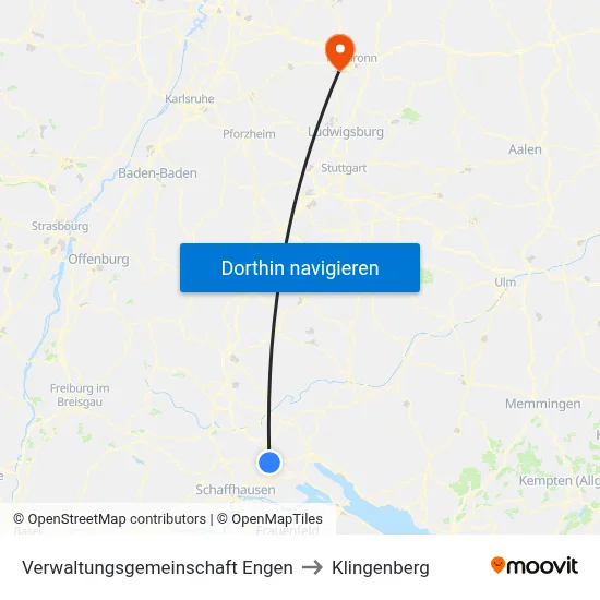 Verwaltungsgemeinschaft Engen to Klingenberg map