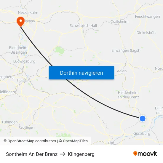 Sontheim An Der Brenz to Klingenberg map