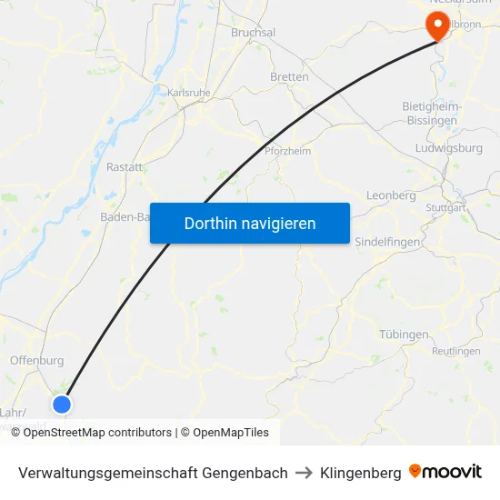 Verwaltungsgemeinschaft Gengenbach to Klingenberg map